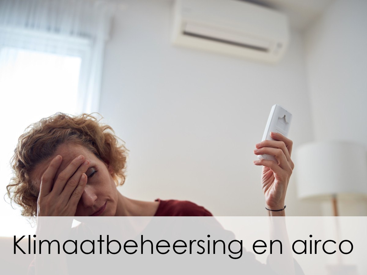 vrouw met hoofdpijn zet airco aan